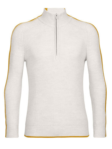 Icebreaker Men's Lodge LS Half Zip Sweater (Ecru Heather/ Silent Gold)