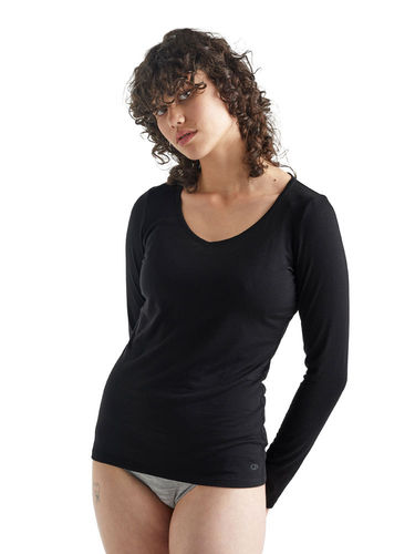 Icebreaker Dames Siren LS Sweetheart (Black)