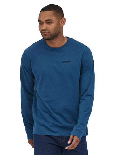 Patagonia Heren Long-Sleeved P-6 Logo Responsibili Tee (Wavy Blue)