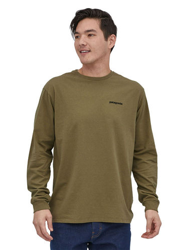 Patagonia Heren Long-Sleeved P-6 Logo Responsibili Tee (Moray Khaki)