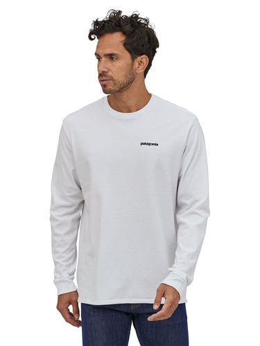 Patagonia Heren Long-Sleeved P-6 Logo Responsibili Tee (White)