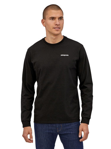 Patagonia Heren Long-Sleeved P-6 Logo Responsibili Tee (Black)