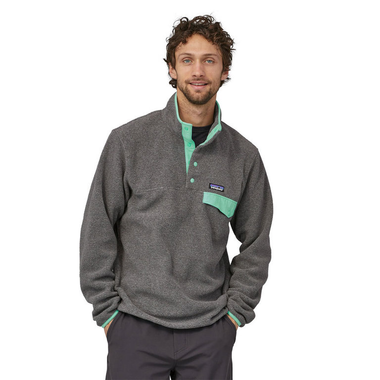 Patagonia Men's Lightweight Synchilla Snap-T Fleece Pullover (Nickel  w/Early Teal) Fleece