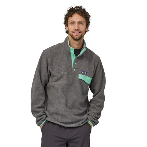 Patagonia Men s Lightweight Synchilla Snap T Fleece Pullover Nickel w Early Teal Fleece