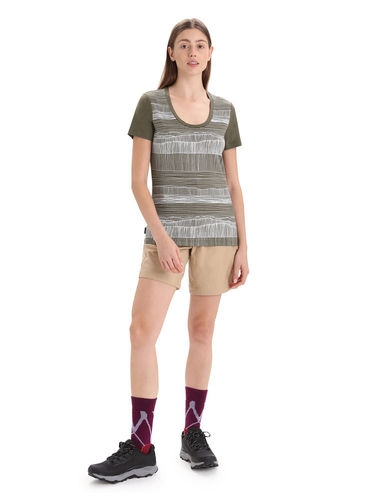 Icebreaker Women's Tech Lite II SS Scoop Tee Reflection Lines (Loden)