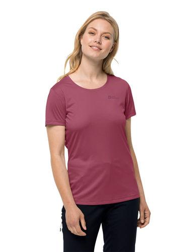 Jack Wolfskin Dames Tech Tee (Sangria Red)