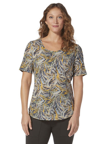 Royal Robbins Women's Featherweight Scoop Tee (Navy Calufield Print)