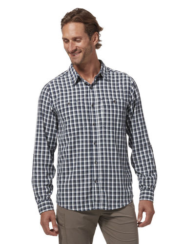 Royal Robbins Men's Bug Barrier Vista Dry Plaid LS (Navy)