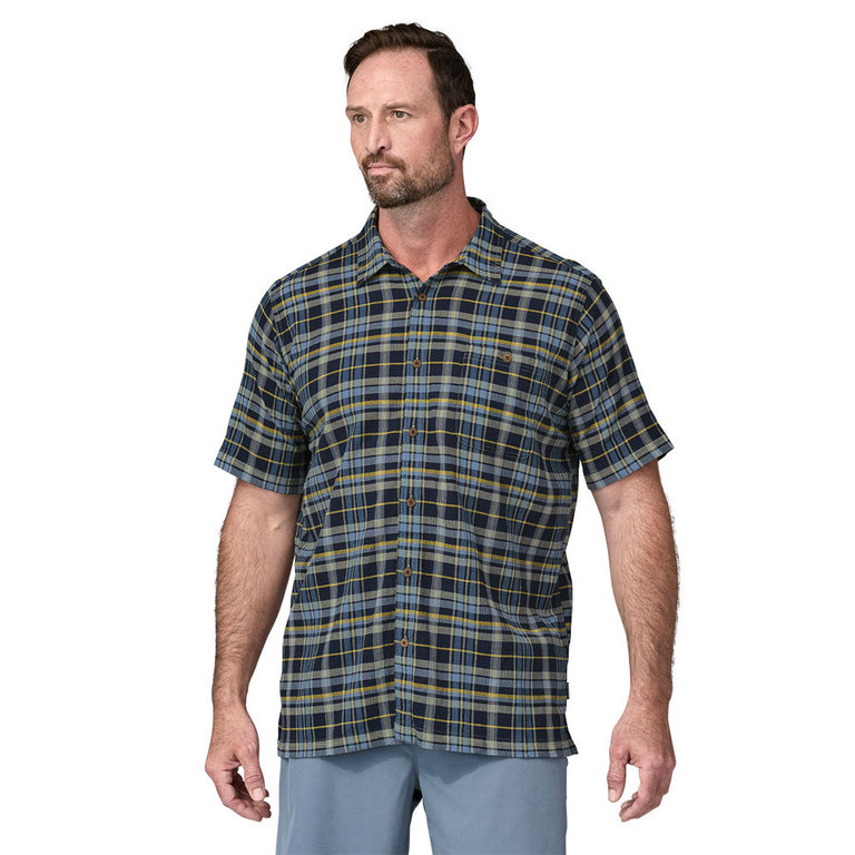 極美品patagonia Open Collar S/S plaid shirt Women's Long-Sleeved Organic Cotton Midweight Fjord Flannel