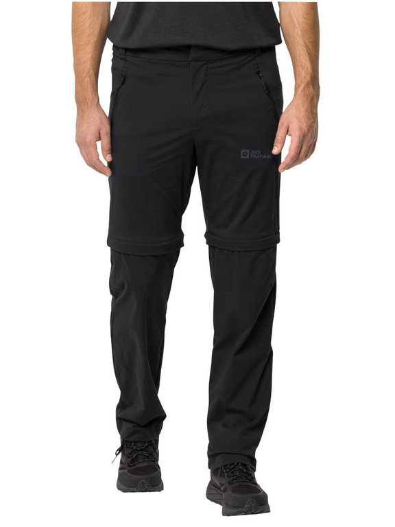 Jack Wolfskin Men\'s Glastal Zip Off Pants (Black) Nylon Hiking Trouser