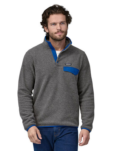 Patagonia Heren Lightweight Synchilla Snap-T Fleece Pullover (Nickel w/Passage Blue)