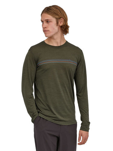 Patagonia Heren Long-Sleeved Cap Cool Merino Graphic Shirt (Fitz Roy Fader: Basin Green)