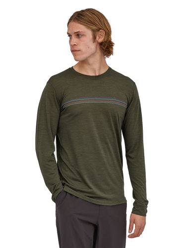 Patagonia Men's Long-Sleeved Cap Cool Merino Graphic Shirt (Fitz Roy Fader: Basin Green)