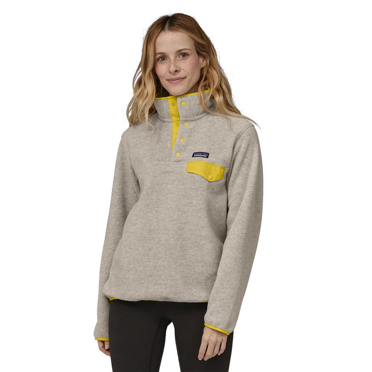 Patagonia Women's Lightweight Synchilla Snap-T Fleece Pullover (Oatmeal  Heather w/Shine Yellow) Fleece