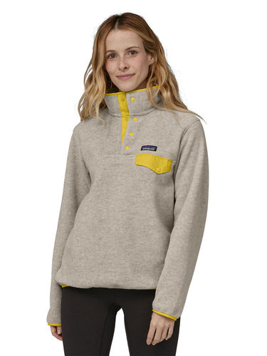 Patagonia Women's Lightweight Synchilla Snap-T Fleece Pullover (Oatmeal Heather w/Shine Yellow)