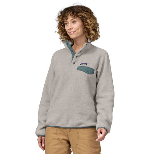 Patagonia Women's Lightweight Synchilla Snap-T Fleece Pullover (Oatmeal  Heather w/Nouveau Green) Fleece