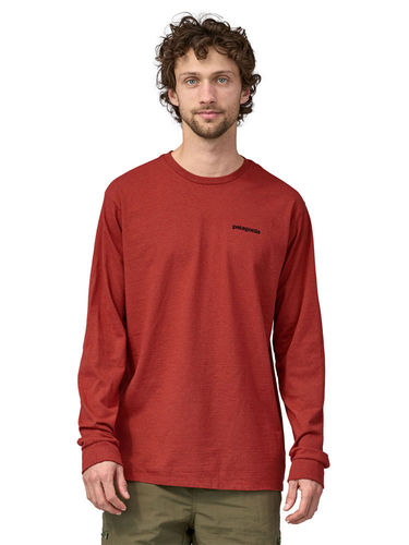 Patagonia Men's Long-Sleeved P-6 Logo Responsibili Tee (Burl Red)