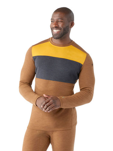 Smartwool Men's Classic Thermal Merino Base Layer Colorblock Crew (Fox Brown Heather)