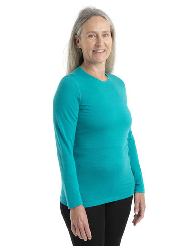 Icebreaker Womens Oasis LS Crewe (Flux Green)