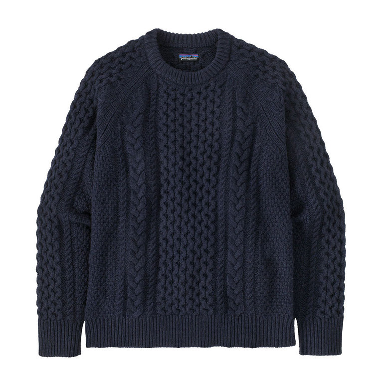 Patagonia Men s Recycled Wool Blend Cable Knit Crewneck Sweater New Navy Pullover