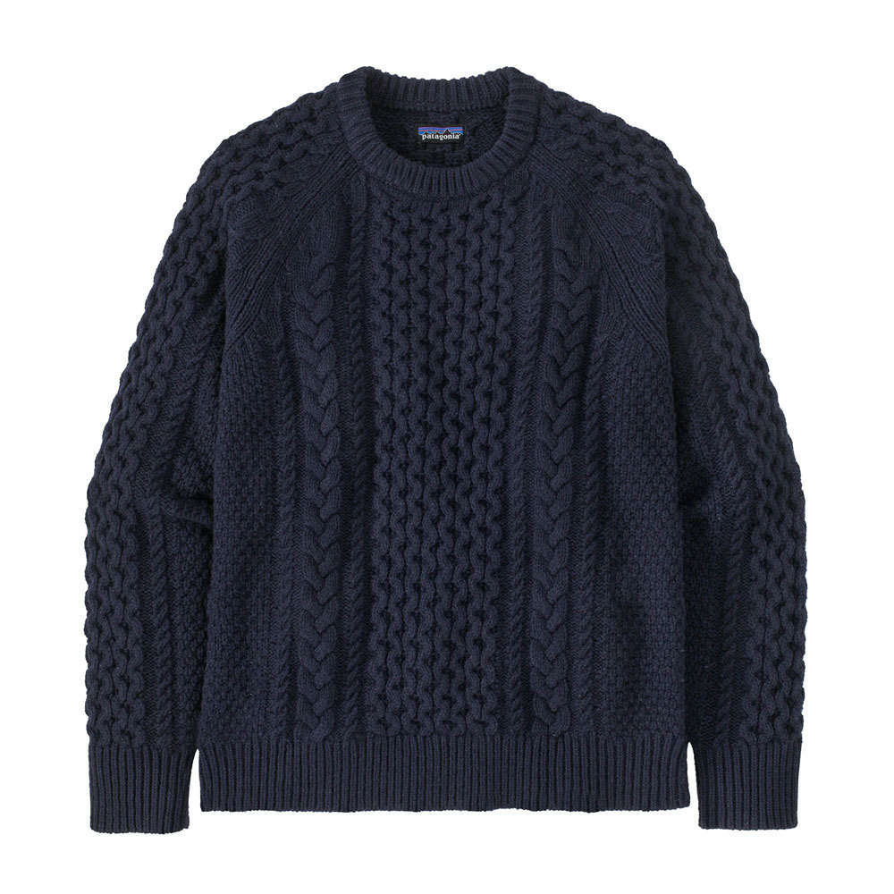 Patagonia Heren Recycled Wool-Blend Cable Knit Crewneck Sweater (New Navy)
