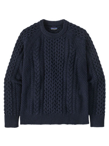Patagonia Men's Recycled Wool-Blend Cable Knit Crewneck Sweater (New Navy)