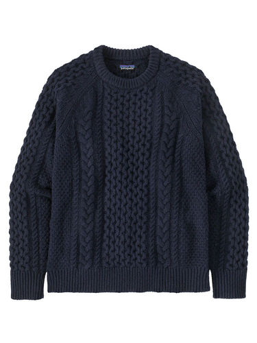 Patagonia Heren Recycled Wool-Blend Cable Knit Crewneck Sweater (New Navy)