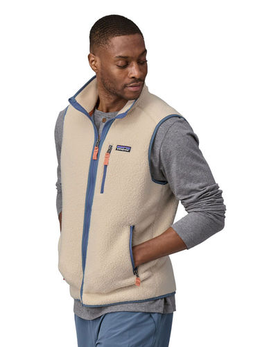 Patagonia Heren Retro Pile Vest (Dark Natural w/Utility Blue)