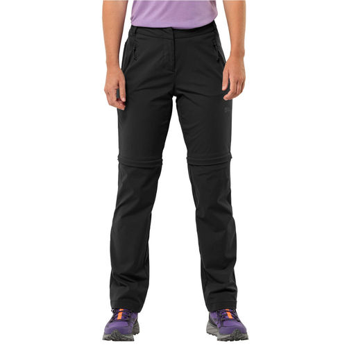 Jack Wolfskin Dames Glastal Zip Off Pants Black Softshell Wandelbroek