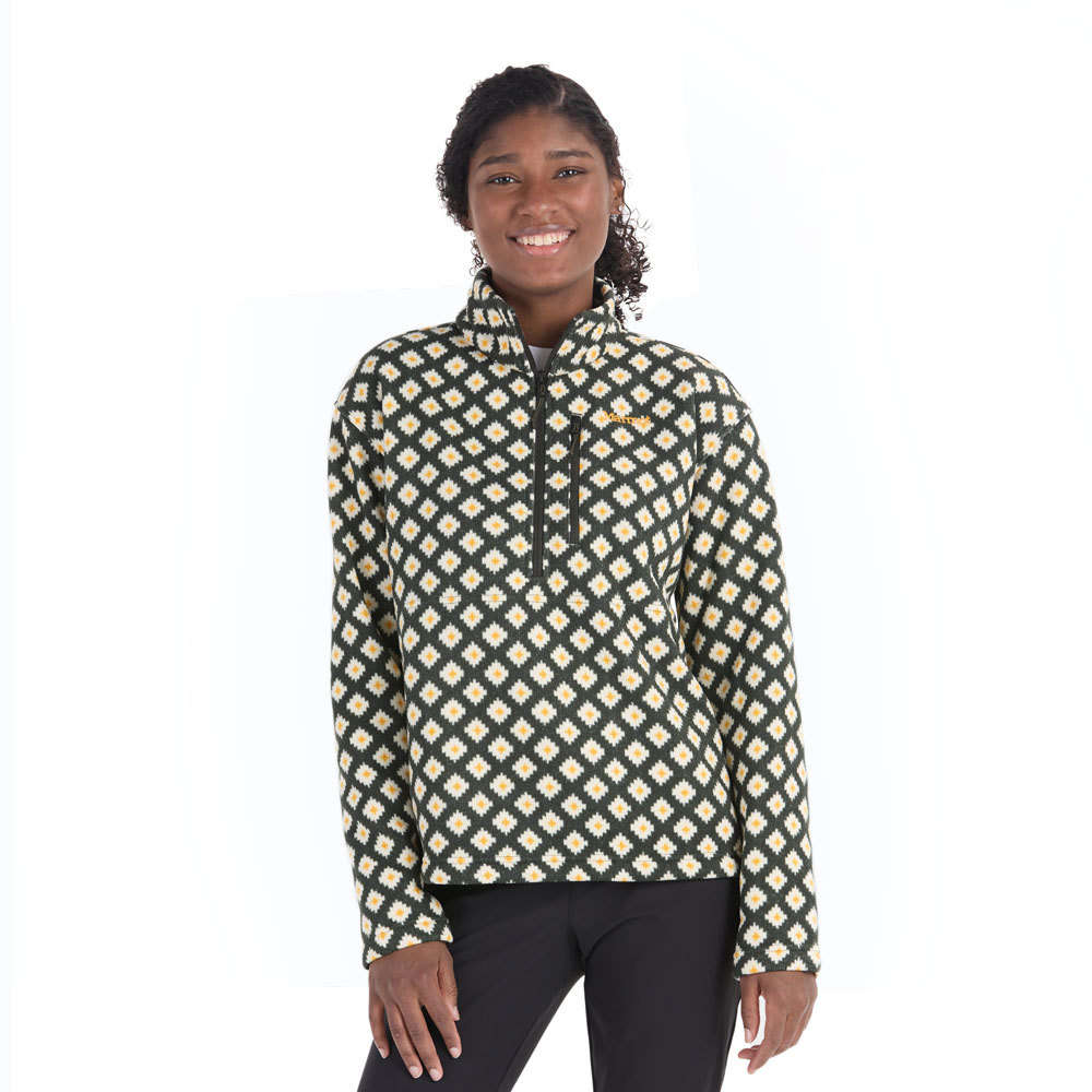 Marmot Women's Heavyweight Drop Line Printed 1/2 Zip (Rosin Green Flurry)
