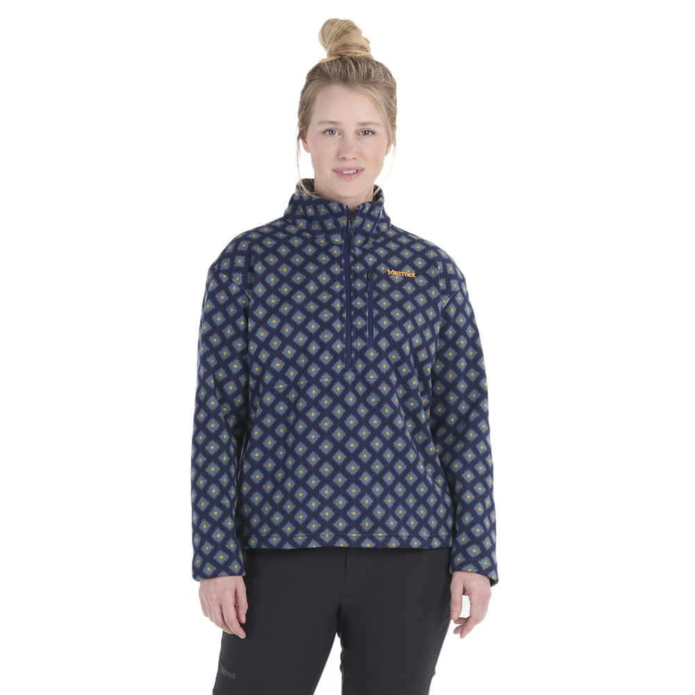 Marmot Women's Heavyweight Drop Line Printed 1/2 Zip (Arctic Navy Flurry)