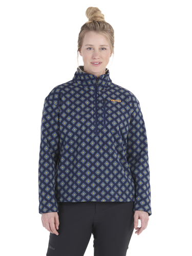 Marmot Dames Heavyweight Drop Line Printed 1/2 Zip (Arctic Navy Flurry)