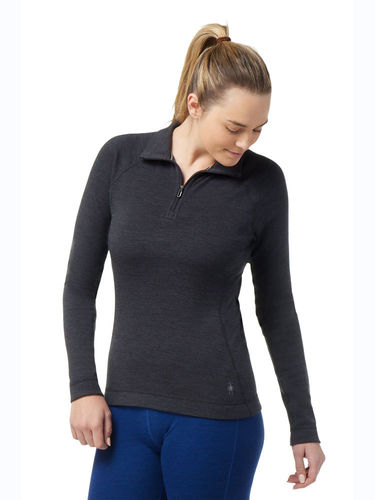 Smartwool Dames Classic Thermal Merino Base Layer 1/4 Zip (Charcoal Heather)