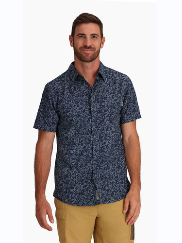 Royal Robbins Heren Amp Lite Printed S/S (Deep Blue Fortuna Pt)
