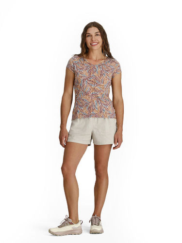 Royal Robbins Women's Featherweight V-Neck Tee (Wild Rhubard Presidio Print)