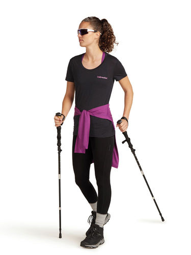 Icebreaker Dames Merino 150 Tech Lite SS Scoop Tee IB Wordmark (Black)