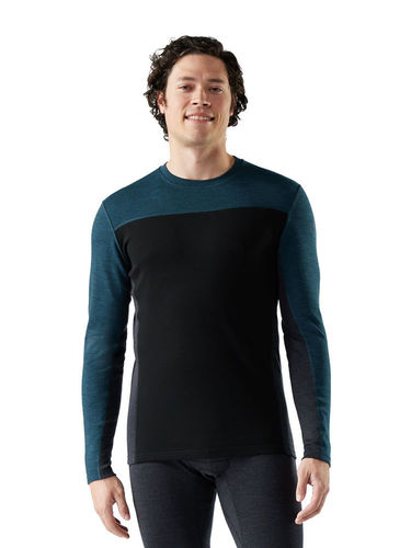 Smartwool Men's Classic Thermal Merino Base Layer Colorblock Crew (Twilight Blue/ Black)