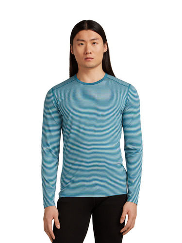 Icebreaker Men's 200 Oasis LS Crewe (Topaz/ Undyed Stripe)