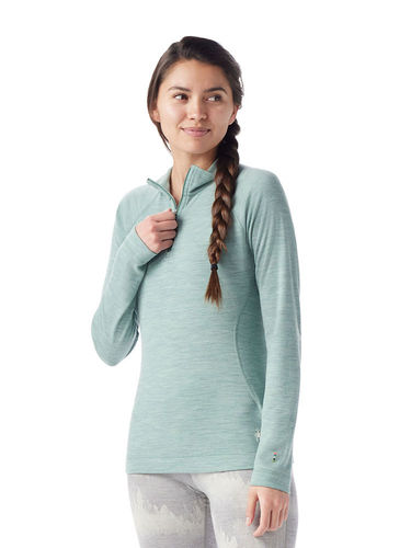 Smartwool Women Classic Thermal Merino Base Layer 1/4 Zip (Arctic Green Hthr)