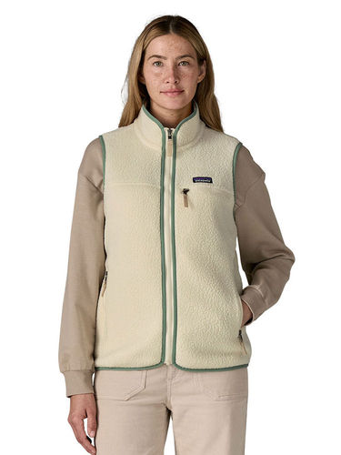 Patagonia Dames Retro Pile Vest - Natural w/Ellwood Green