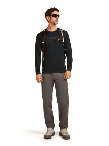 Icebreaker Men's 200 Oasis LS Crewe IB Print - Black