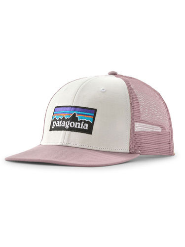 Patagonia P-6 Logo Trucker Hat - White w/Quiet Violet
